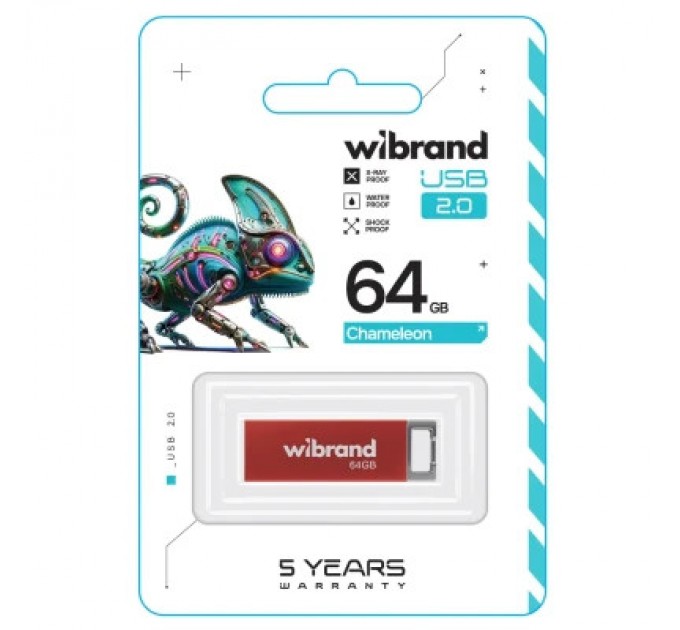 Wibrand USB флеш накопичувач Wibrand 64GB Chameleon Red USB 2.0 (WI2.0/CH64U6R)