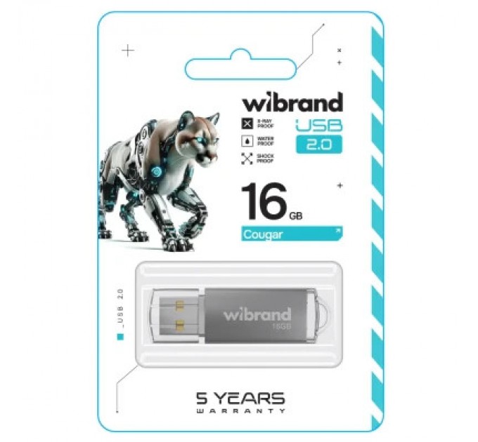 Wibrand USB флеш накопичувач Wibrand 16GB Cougar Silver USB 2.0 (WI2.0/CU16P1S)