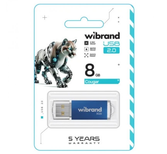 Wibrand USB флеш накопичувач Wibrand 8GB Cougar Blue USB 2.0 (WI2.0/CU8P1U)