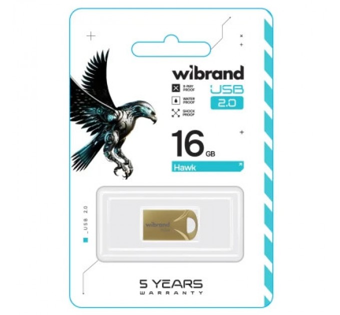Wibrand USB флеш накопичувач Wibrand 16GB Hawk Gold USB 2.0 (WI2.0/HA16M1G)