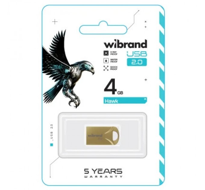 Wibrand USB флеш накопичувач Wibrand 4GB Hawk Gold USB 2.0 (WI2.0/HA4M1G)