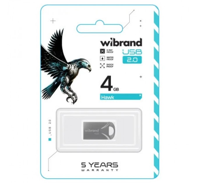Wibrand USB флеш накопичувач Wibrand 4GB Hawk Silver USB 2.0 (WI2.0/HA4M1S)