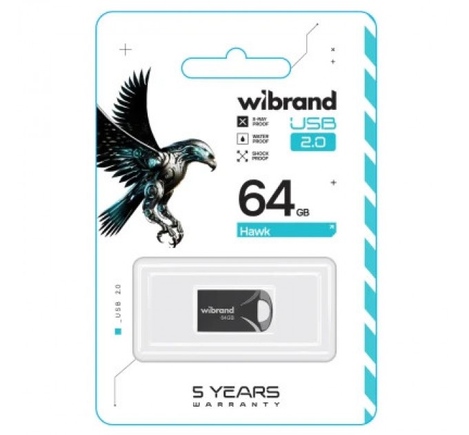 Wibrand USB флеш накопичувач Wibrand 64GB Hawk Black USB 2.0 (WI2.0/HA64M1B)