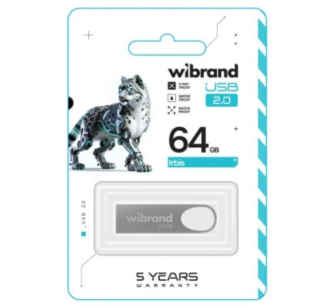 Wibrand USB флеш накопичувач Wibrand 64GB Irbis Silver USB 2.0 (WI2.0/IR64U3S)