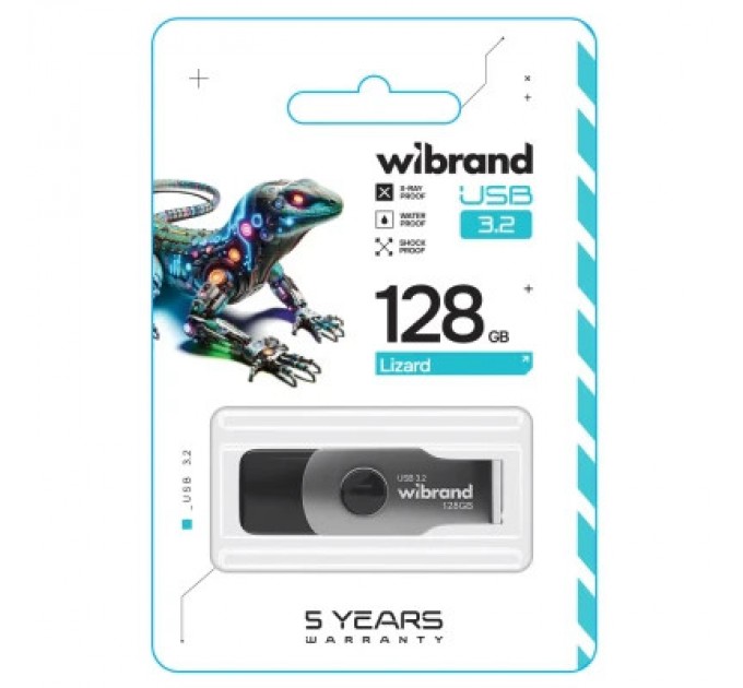 Wibrand USB флеш накопичувач Wibrand 128GB Lizard Black USB 3.2 Gen 1 (USB 3.0) (WI3.2/LI128P9B)