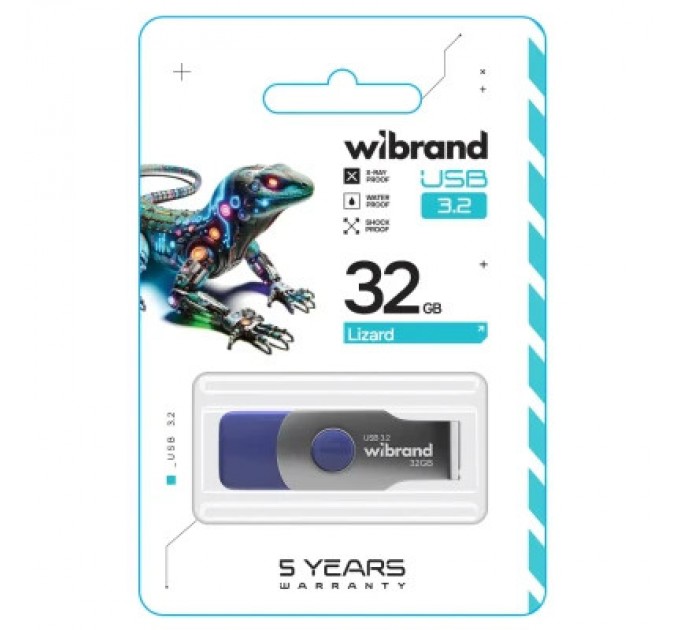 Wibrand USB флеш накопичувач Wibrand 32GB Lizard Light Blue USB 3.2 Gen 1 (USB 3.0) (WI3.2/LI32P9LU)