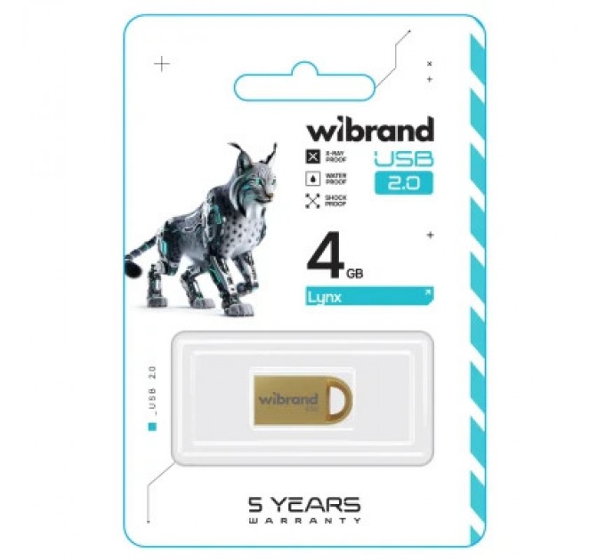 Wibrand USB флеш накопичувач Wibrand 4GB lynx Gold USB 2.0 (WI2.0/LY4M2G)