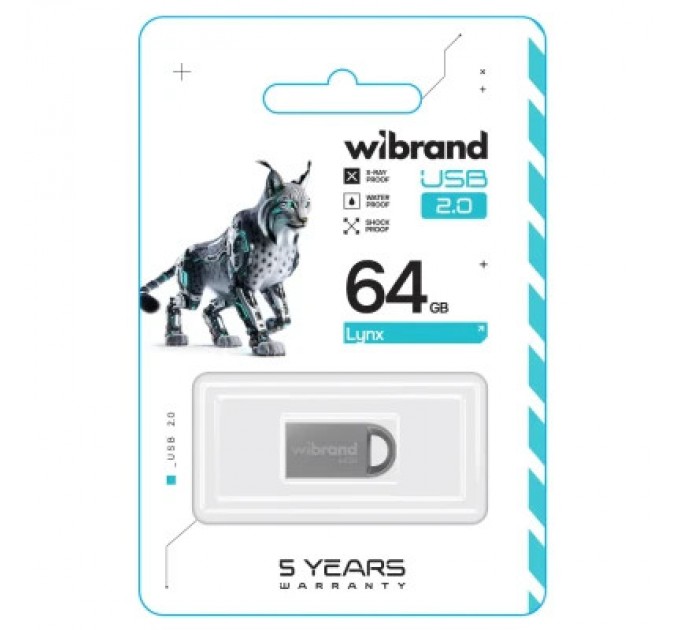 Wibrand USB флеш накопичувач Wibrand 64GB lynx Silver USB 2.0 (WI2.0/LY64M2S)