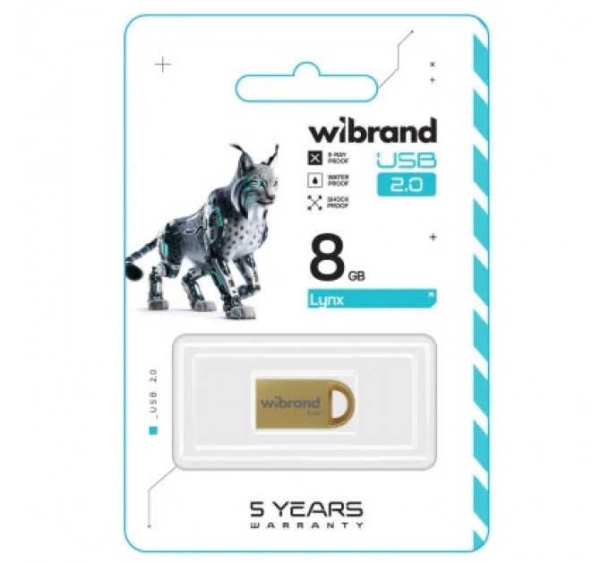 Wibrand USB флеш накопичувач Wibrand 8GB lynx Gold USB 2.0 (WI2.0/LY8M2G)