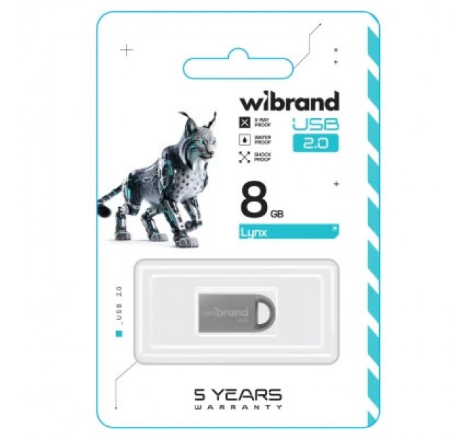 Wibrand USB флеш накопичувач Wibrand 8GB lynx Silver USB 2.0 (WI2.0/LY8M2S)