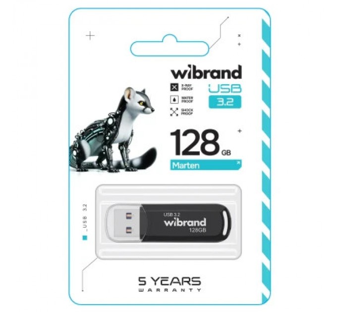 Wibrand USB флеш накопичувач Wibrand 128GB Marten Black USB 3.2 Gen 1 (USB 3.0) (WI3.2/MA128P10B)