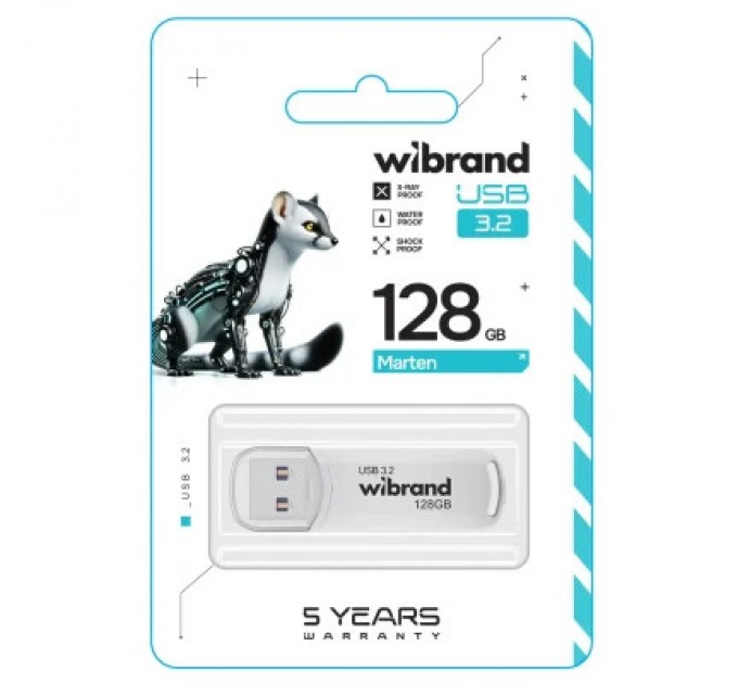 Wibrand USB флеш накопичувач Wibrand 128GB Marten White USB 3.2 Gen 1 (USB 3.0) (WI3.2/MA128P10W)