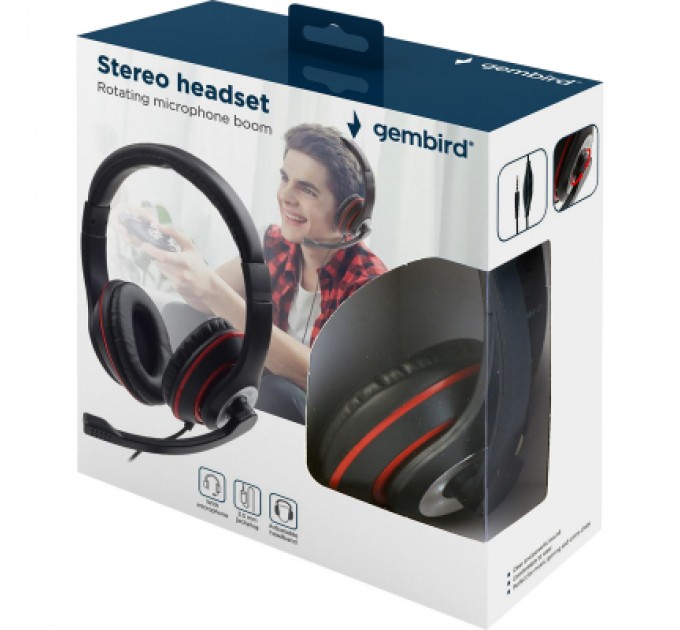Gembird Навушники Gembird MHS-03-BKRD Black/Red (MHS-03-BKRD)