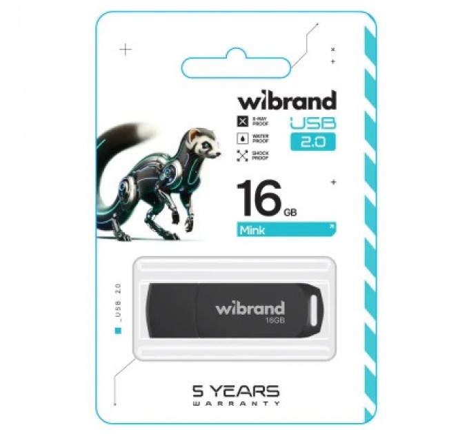Wibrand USB флеш накопичувач Wibrand 16GB Mink Black USB 2.0 (WI2.0/MI16P4B)