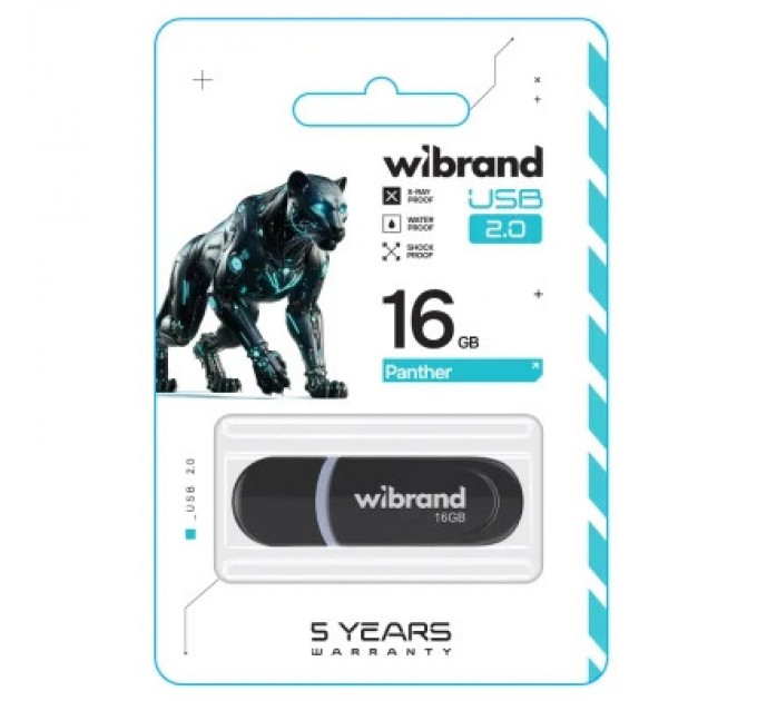 Wibrand USB флеш накопичувач Wibrand 16GB Panther Black USB 2.0 (WI2.0/PA16P2B)