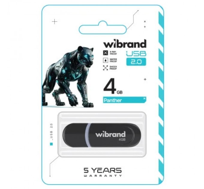 Wibrand USB флеш накопичувач Wibrand 4GB Panther Black USB 2.0 (WI2.0/PA4P2B)