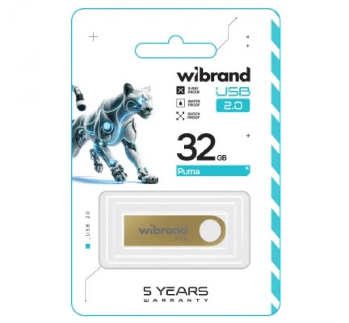 Wibrand USB флеш накопичувач Wibrand 32GB Puma Gold USB 2.0 (WI2.0/PU32U1G)