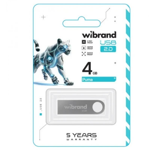 Wibrand USB флеш накопичувач Wibrand 4GB Puma Silver USB 2.0 (WI2.0/PU4U1S)