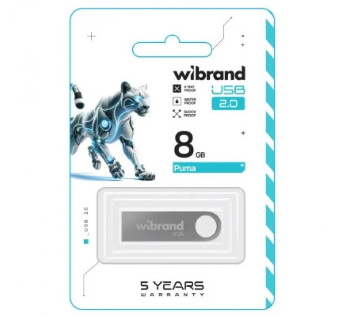 Wibrand USB флеш накопичувач Wibrand 8GB Puma Silver USB 2.0 (WI2.0/PU8U1S)