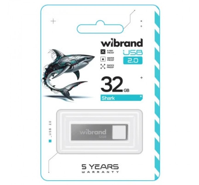 Wibrand USB флеш накопичувач Wibrand 32GB Shark Silver USB 2.0 (WI2.0/SH32U4S)