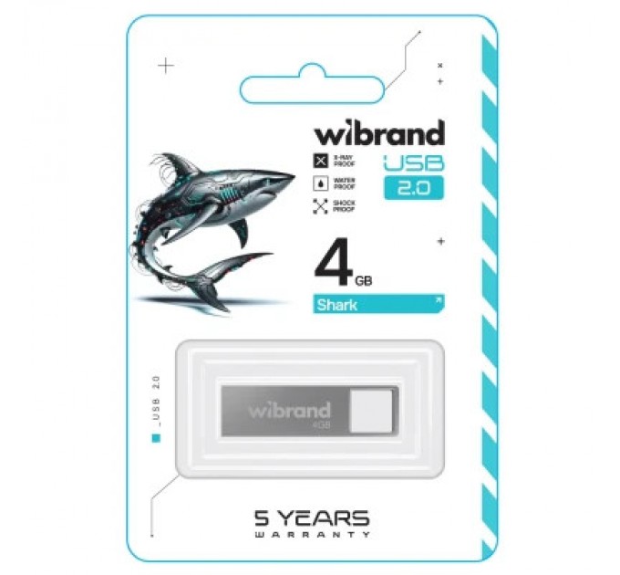 Wibrand USB флеш накопичувач Wibrand 4GB Shark Silver USB 2.0 (WI2.0/SH4U4S)