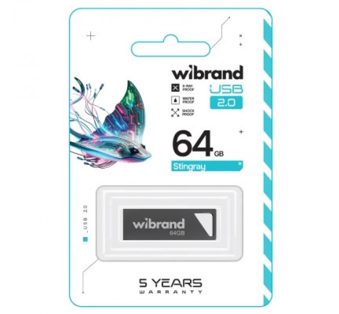Wibrand USB флеш накопичувач Wibrand 64GB Stingray Grey USB 2.0 (WI2.0/ST64U5G)