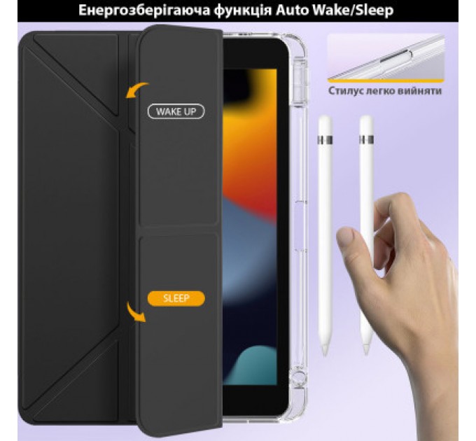 BeCover Чохол до планшета BeCover Ultra Slim Origami Transparent Apple Pencil Apple iPad 10.2 2019/2020/2021 Black (711098)