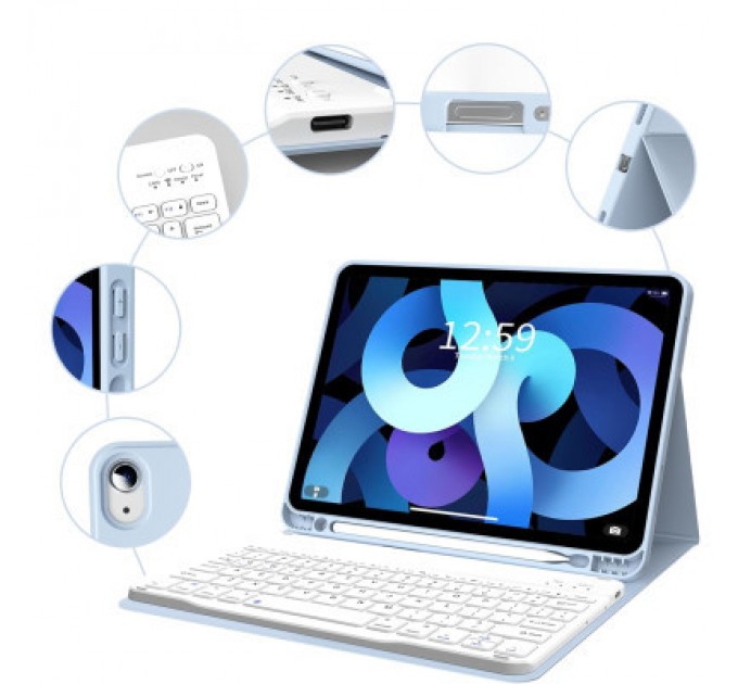 BeCover Чохол до планшета BeCover Keyboard Apple iPad Air (4/5) 2020/2022 10.9" Light Blue (711146)