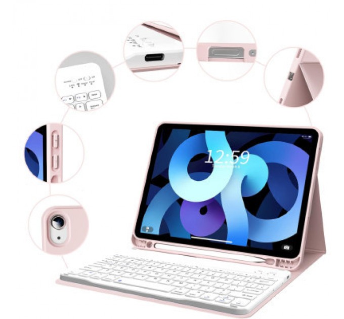 BeCover Чохол до планшета BeCover Keyboard Apple iPad Air (4/5) 2020/2022 10.9" Pink (711147)