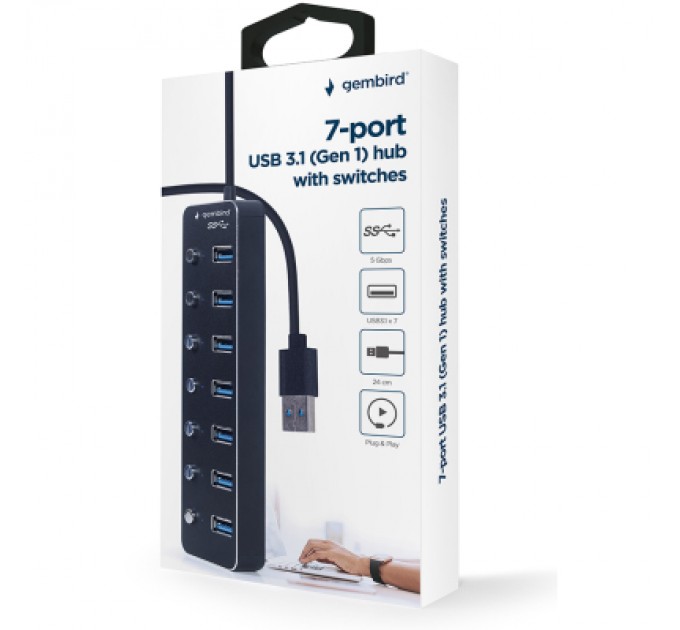 Gembird Концентратор Gembird USB 3.0 7 ports (UHB-U3P7P-01)