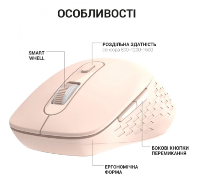 OfficePro Мишка OfficePro M230P Silent Click Wireless/Bluetooth Pink (M230P)