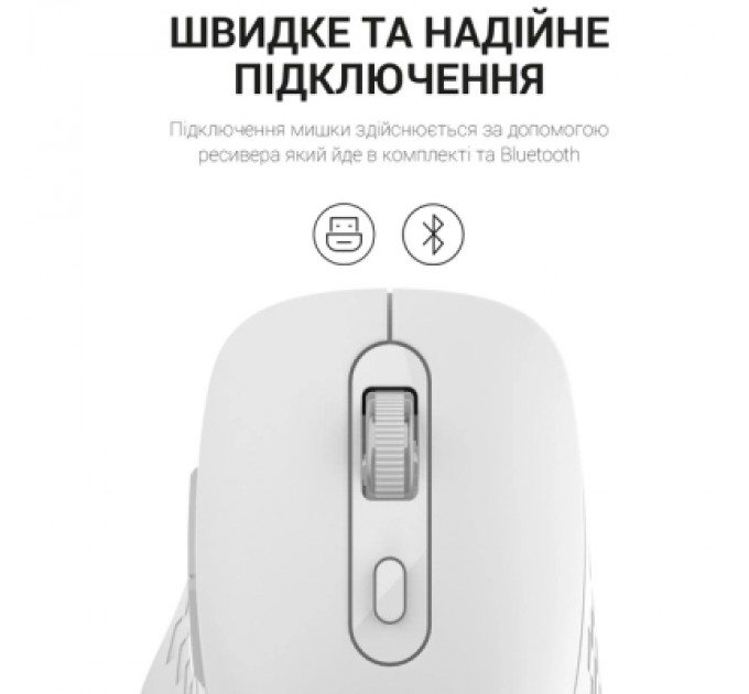 OfficePro Мишка OfficePro M230W Silent Click Wireless/Bluetooth White (M230W)
