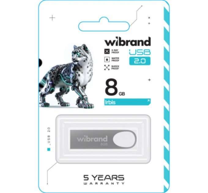 Wibrand USB флеш накопичувач Wibrand 8GB Irbis Silver USB 2.0 (WI2.0/IR8U3S)