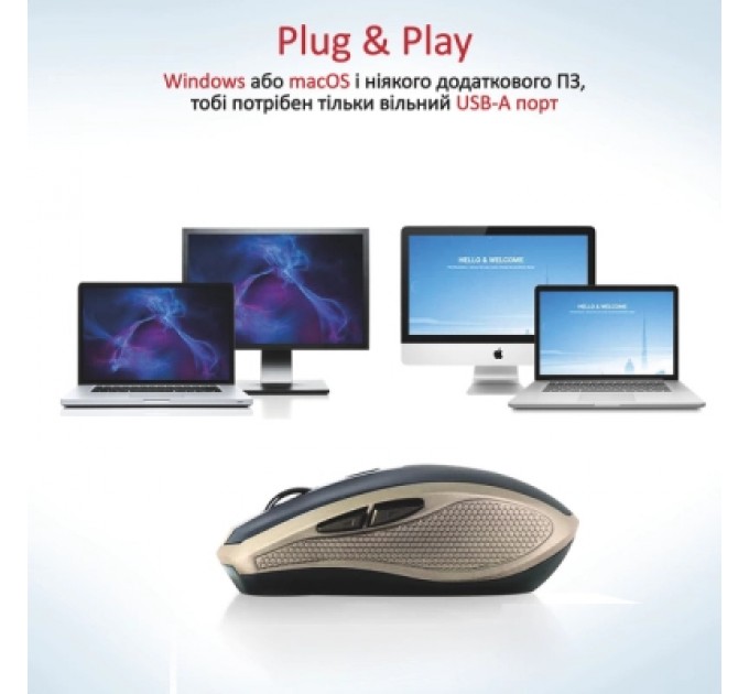 Promate Мишка Promate Breeze Wireless Gold (breeze.gold)