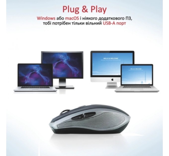 Promate Мишка Promate Breeze Wireless Silver (breeze.silver)