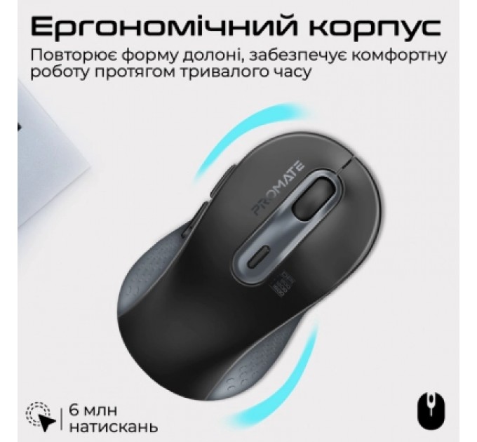 Promate Мишка Promate Ken Wireless/Bluetooth Black (ken.black)