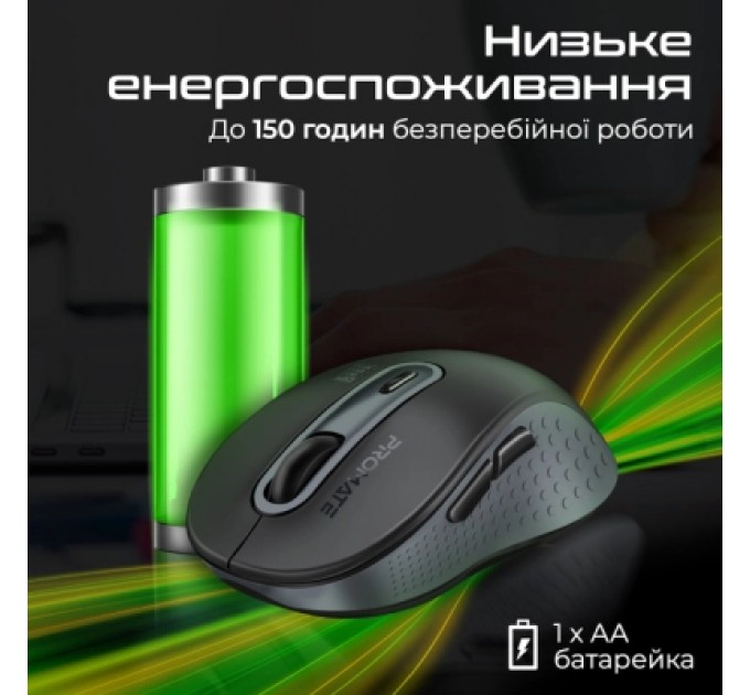Promate Мишка Promate Ken Wireless/Bluetooth Black (ken.black)