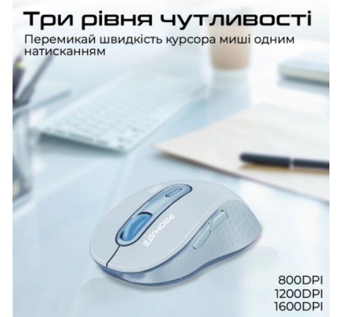 Promate Мишка Promate Ken Wireless/Bluetooth Blue (ken.blue)