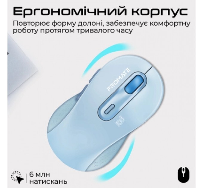 Promate Мишка Promate Ken Wireless/Bluetooth Blue (ken.blue)