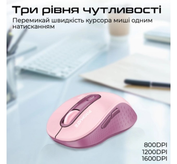 Promate Мишка Promate Ken Wireless/Bluetooth Pink (ken.pink)
