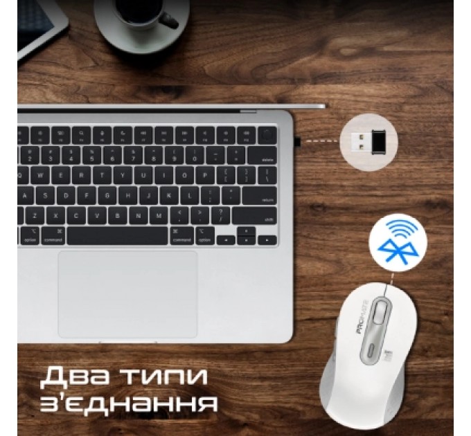 Promate Мишка Promate Ken Wireless/Bluetooth White (ken.white)