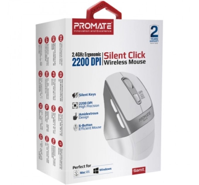 Promate Мишка Promate Samit Wireless White (samit.white)