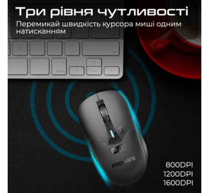 Promate Мишка Promate Samo Wireless/Bluetooth Black (samo.black)