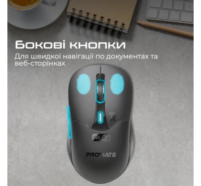 Promate Мишка Promate Samo Wireless/Bluetooth Black (samo.black)