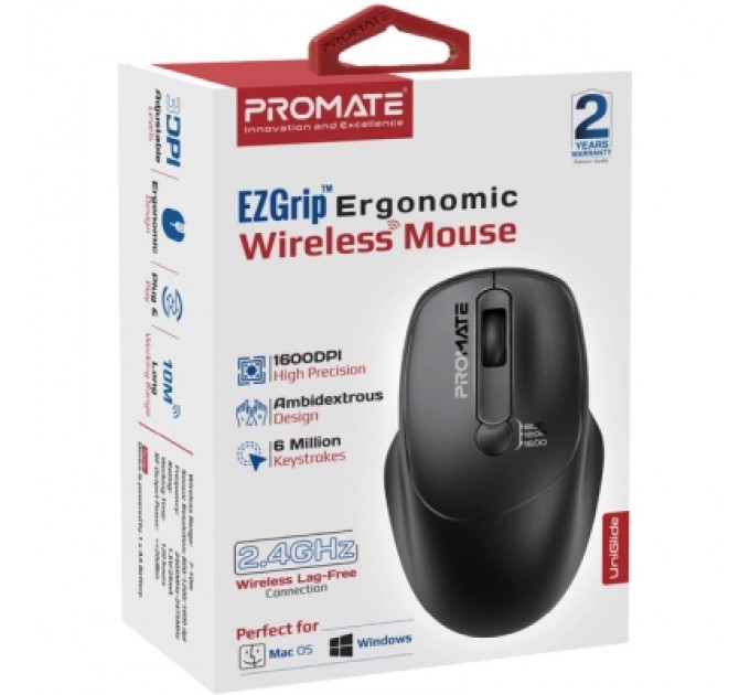 Promate Мишка Promate UniGlide Wireless Black (uniglide.black)