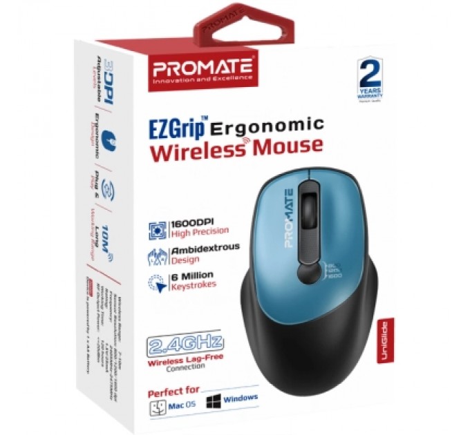 Promate Мишка Promate UniGlide Wireless Blue (uniglide.blue)