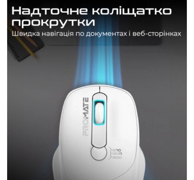 Promate Мишка Promate UniGlide Wireless White (uniglide.white)