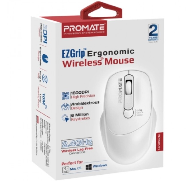 Promate Мишка Promate UniGlide Wireless White (uniglide.white)