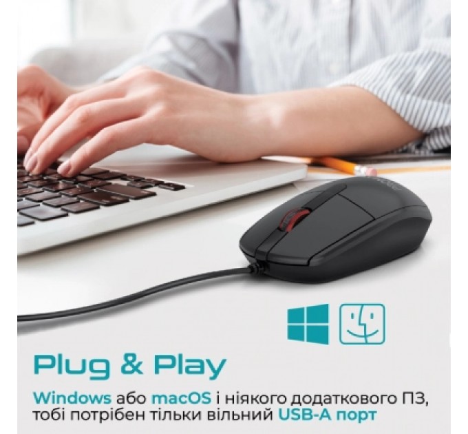 Promate Мишка Promate CM-1200 USB Black (cm-1200.black)