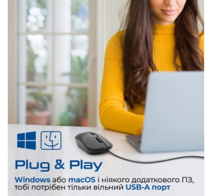 Promate Мишка Promate CM-2400 USB Black (cm-2400.black)